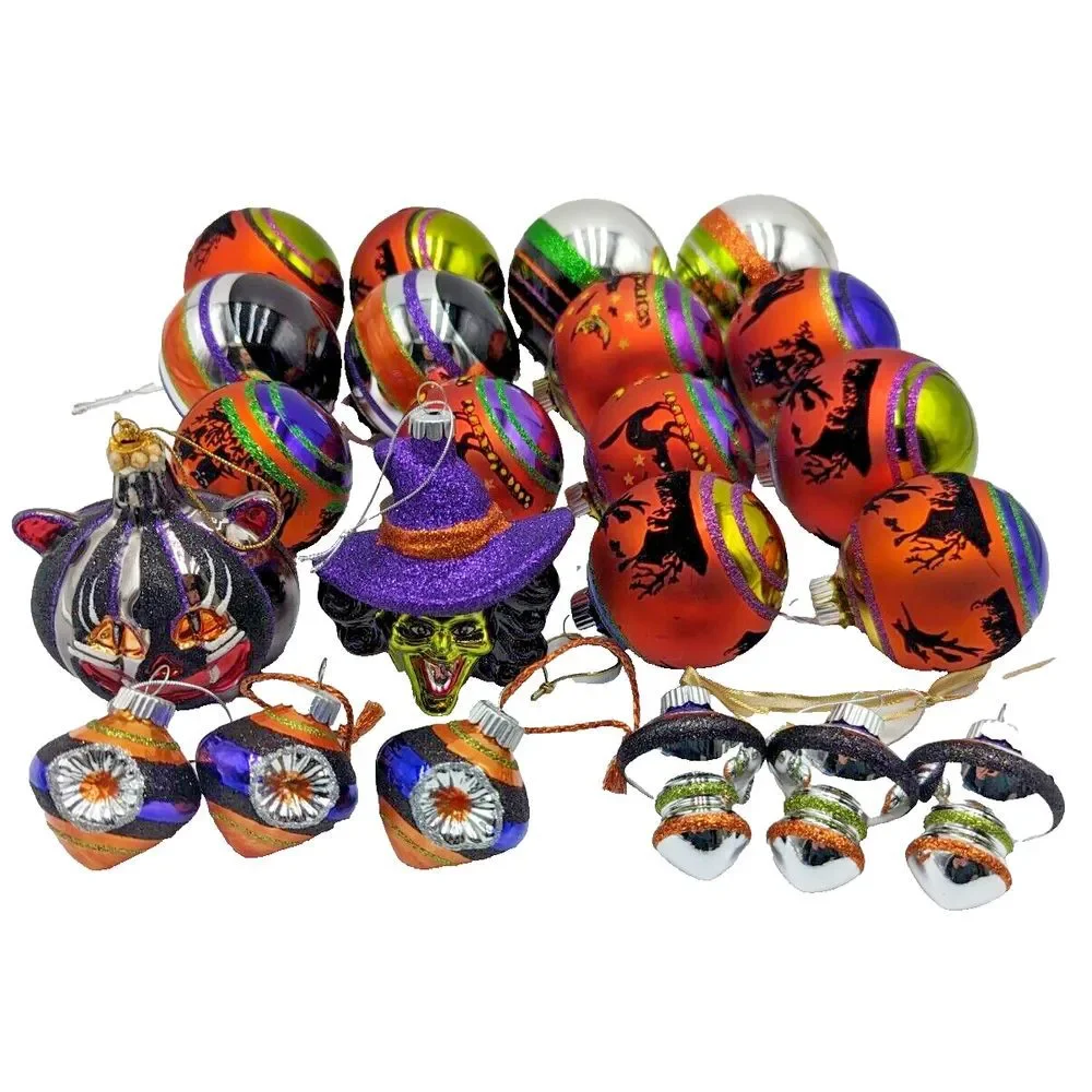 Shiny Brite‎ Halloween Glass Ornaments Christopher Radko Lot of 28